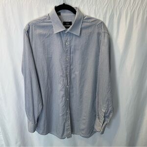 Alâra Slim Fit 2-Ply Egyptian Cotton Dress Shirt Blue Checkered Large Formal Lux